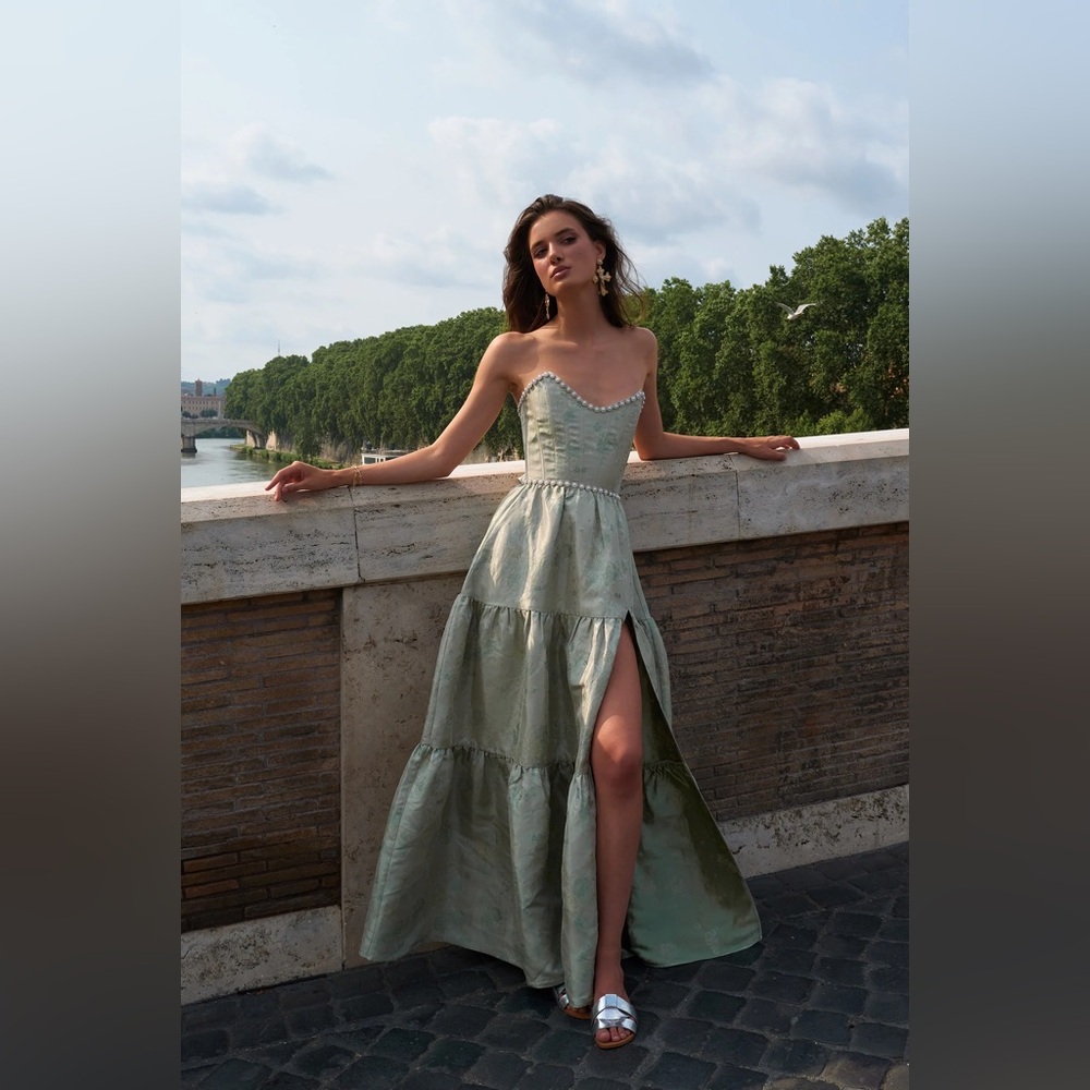 V. Chapman Strapless Dress in Soft Green